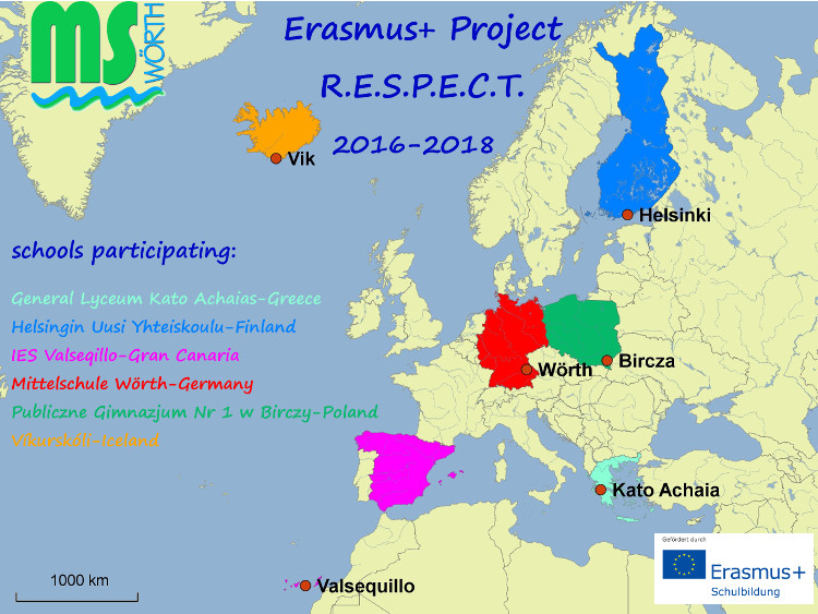 Karte der Ersamus+ Partnerländer
